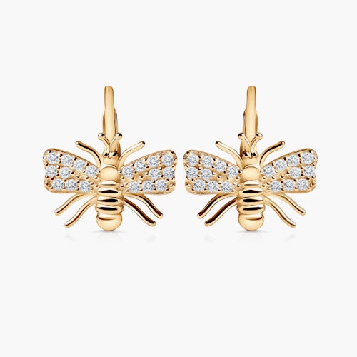 Kolczyki motyle SAVICKI: złote, cyrkonie